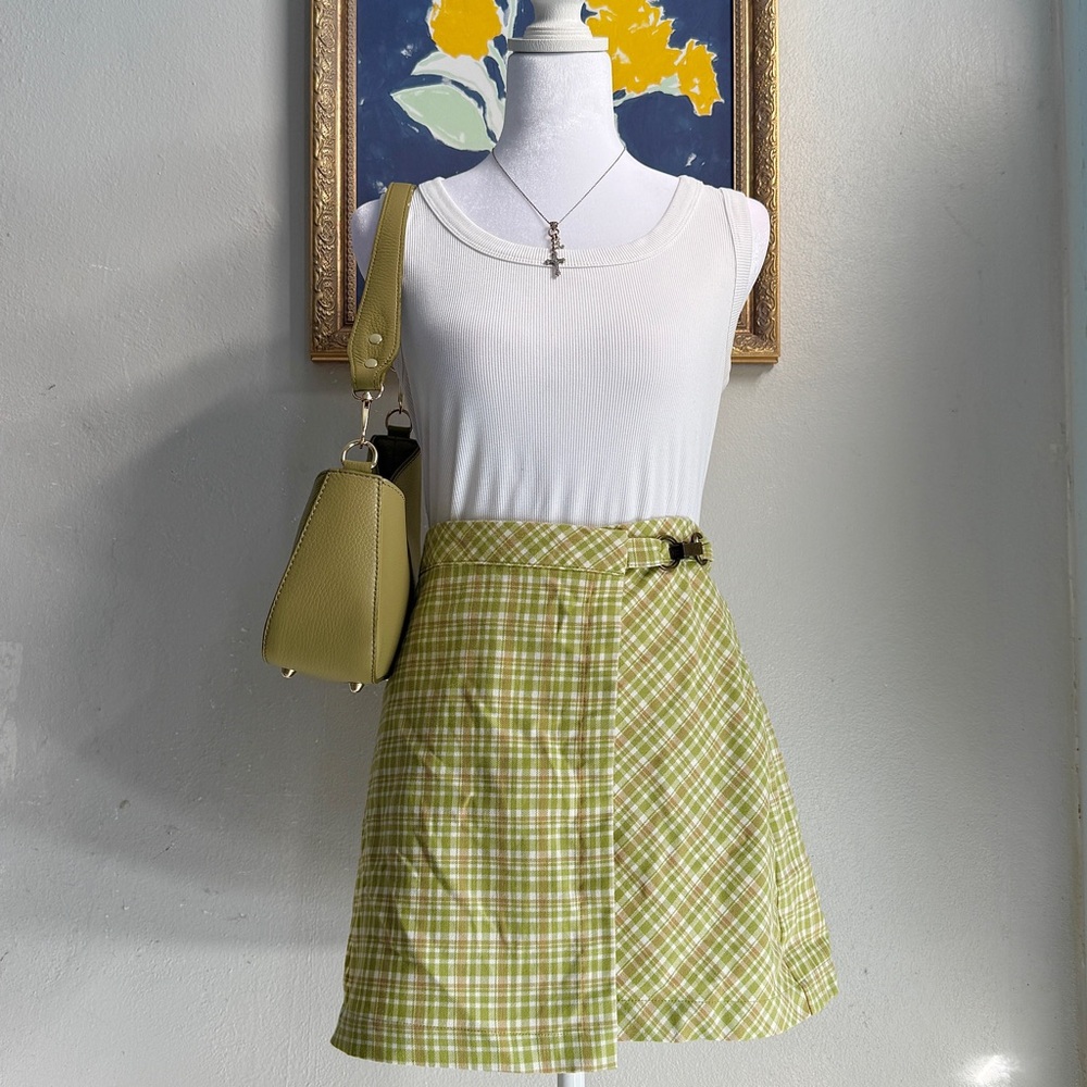 Urban Outfitters Checkered Mini Skirt - Green and White